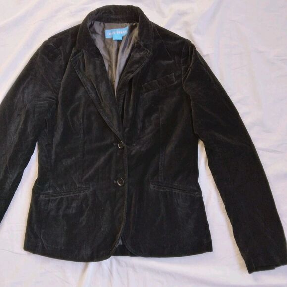 Velvet Jacket Black Velour Blazer Lined Elegant Goth Vampire Women's 10 - Picture 4 of 13